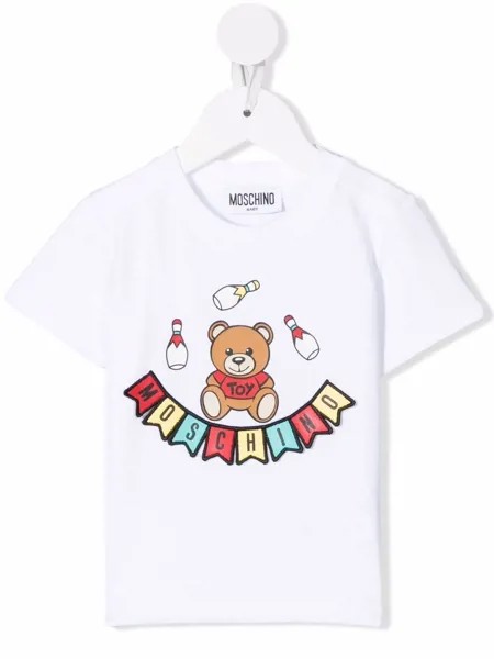 Moschino Kids футболка с вышитым логотипом