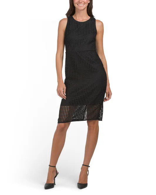 Платье-футляр из сетчатого кружева Dkny, черный