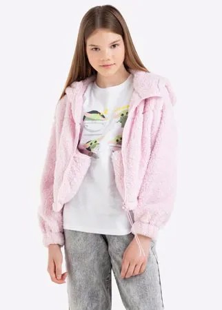 Розовая толстовка oversize из искусственного меха для девочки Gloria Jeans