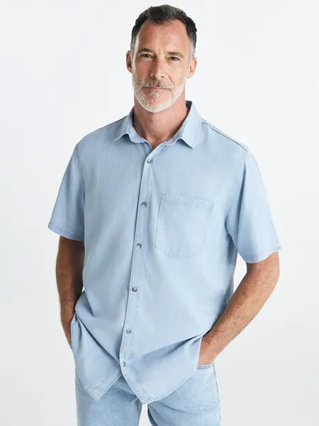 Удобная мужская джинсовая рубашка с коротким рукавом LCW Jeans, открытое индиго родео