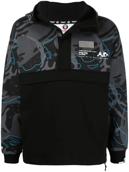 Худи с абстрактным принтом AAPE BY *A BATHING APE, черный