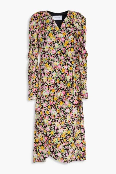 Плиссированное платье миди из шелкового крепдешина с цветочным принтом Les Rêveries, розовый