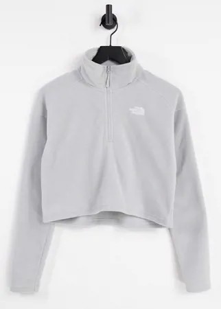 Серый укороченный топ из флиса на короткой молнии 1/4 The North Face 100 Glacier