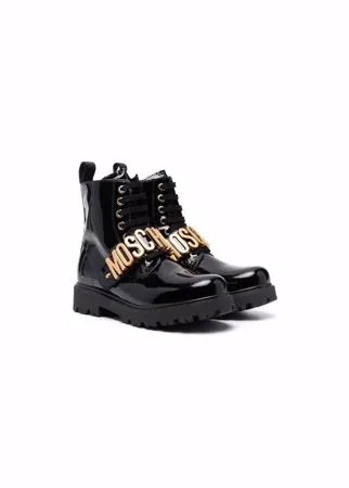 Moschino Kids ботинки на шнуровке с логотипом