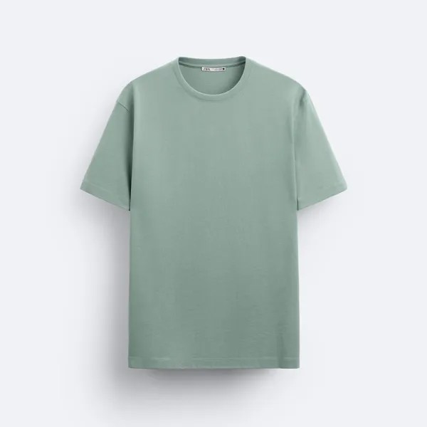 Футболка Zara Basic Medium Weight, зеленый