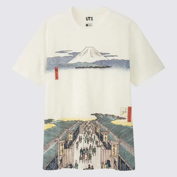 Футболка Uniqlo Ukiyo-e Ut Archive с графикой , молочный