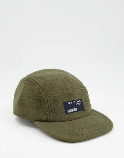 Флисовая 5-панельная кепка цвета хаки с фирменной символикой ASOS DESIGN-Зеленый цвет