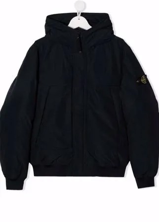 Stone Island Junior пуховик с нашивкой-логотипом