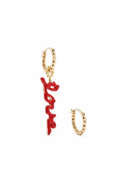 Gaya 18kt yellow gold mini love charm hoop earrings