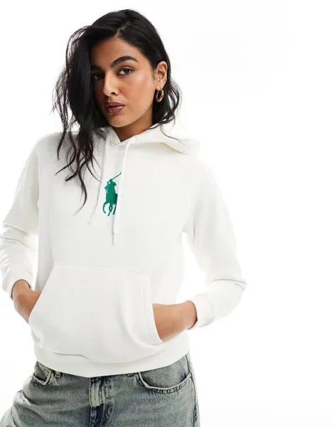 Белая худи Polo Ralph Lauren с большим логотипом игрока в поло на груди