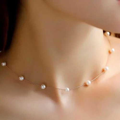 Чокер Fashion jewelry, жемчуг имитация, длина 40 см, золотой, белый