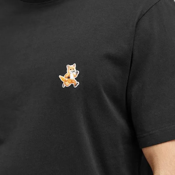 Maison Kitsune Комфортная футболка Speedy Fox с нашивкой из лисы, черный