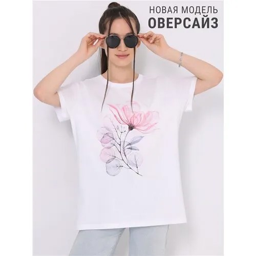 Футболка Апрель, размер 88-164, розовый, белый
