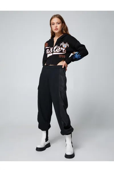Спортивные брюки Jogger с карманами-карго и эластичной резинкой на талии Koton, черный