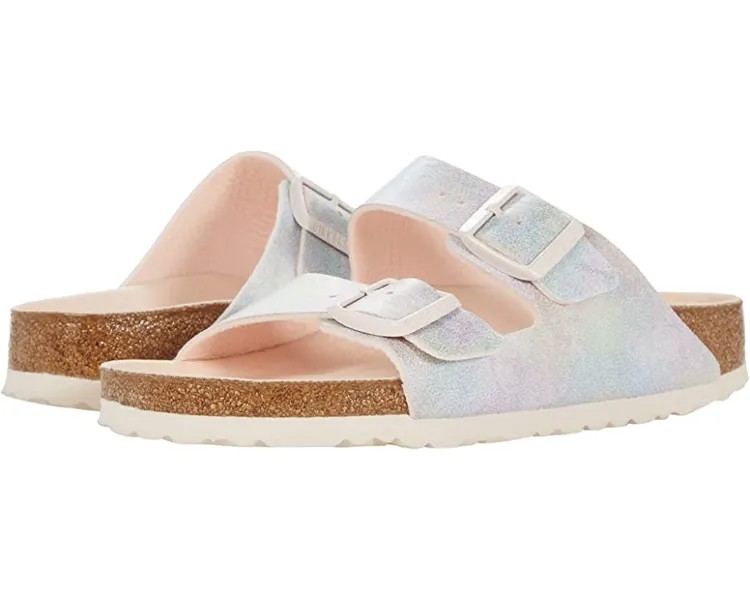 Сандалии Arizona Vegan Iridescent Birkenstock, переливающаяся светло-розовая микрофибра