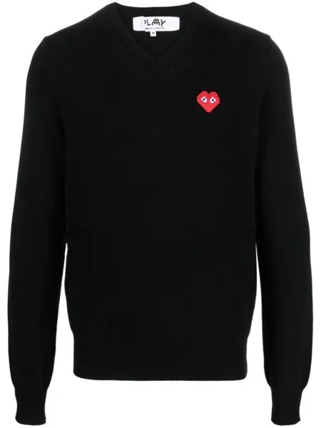 Comme Des Garçons Play шерстяной джемпер с V-образным вырезом, черный