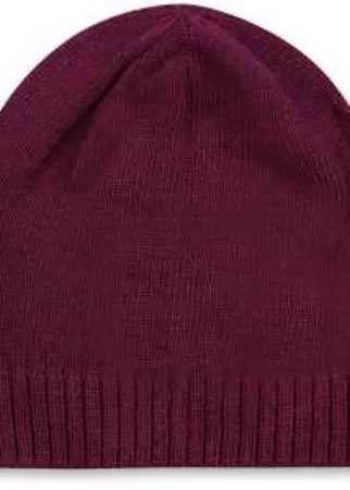 Теплая шапка из шерсти бордового цвета с широкой резинкой. Универсальный аксессуар для дополнения осенних и зимних образов.