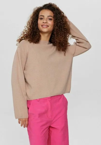 Вязаный свитер NUCARMA CROP Nümph, цвет sesame melange