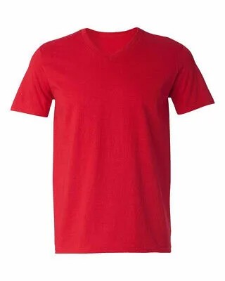 Мужская футболка из 100% хлопка с коротким рукавом и V-образным вырезом, большие размеры, красная 3XL