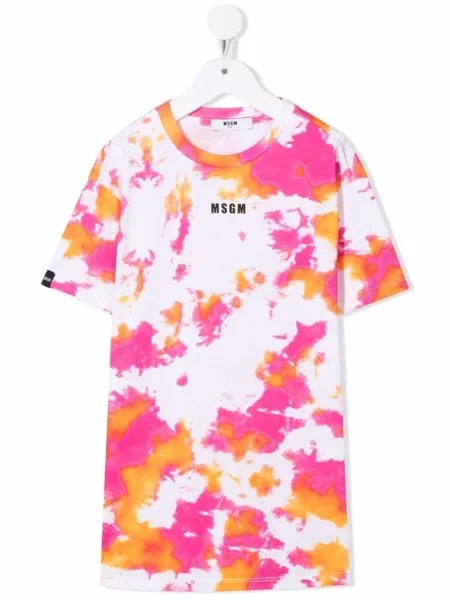 MSGM Kids футболка с принтом тай-дай и логотипом