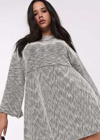 Серое меланжевое свободное платье мини ASOS DESIGN Curve-Серый
