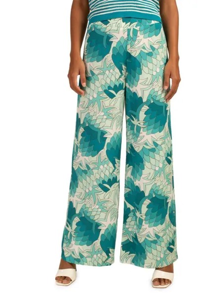 Длинные широкие брюки выходного дня Trina Turk, цвет Tranquil Turquoise