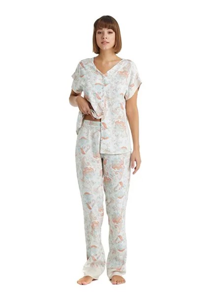 Разноцветный женский пижамный комплект с V-образным вырезом и принтом Blackspade