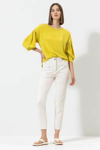 Блузка-рубашка с трикотажной нашивкой LUISA CERANO, цвет acid yellow