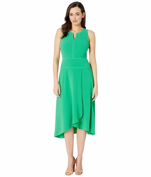 Платье Donna Morgan, High Twist Stretch Lightweight Crepe Midi Dress w/ Asymmetrical Hem