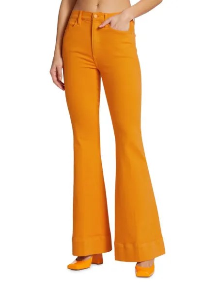 Красивые джинсы-клеш с высокой посадкой Alice + Olivia, цвет Tangerine
