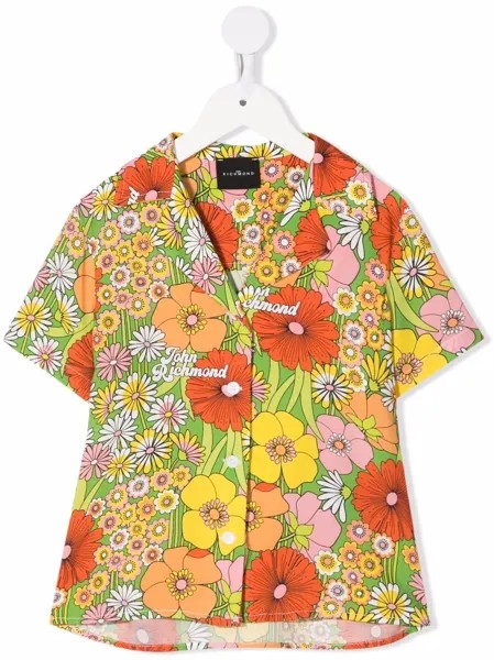 John Richmond Junior рубашка с цветочным принтом