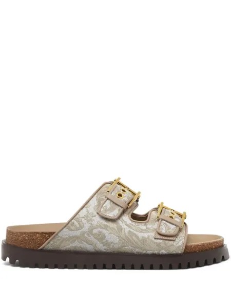 Versace жаккардовые шлепанцы Barocco, нейтральный цвет