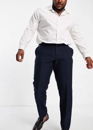 Льняные брюки узкого кроя French Connection Plus-Темно-синий