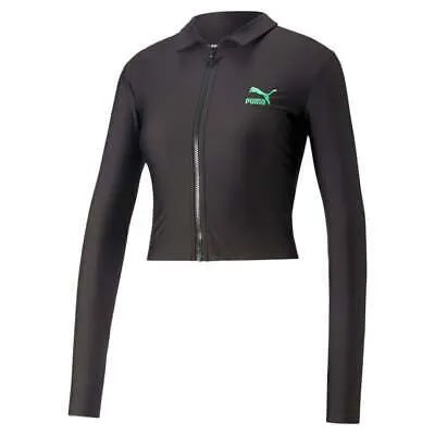 Puma Lipa X Longsleeve Приталенная пуловерная футболка Женские черные спортивные повседневные топы