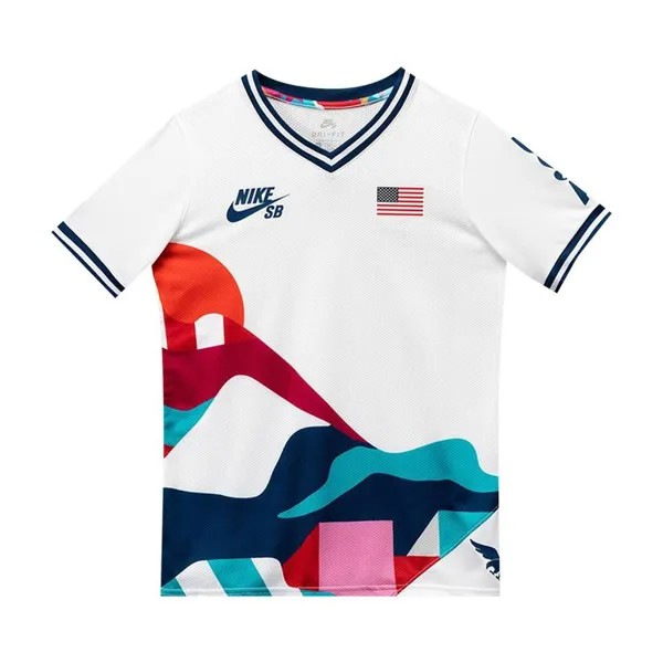 Толстовка Nike SB x Parra USA Federation Kit Crew Jersey 'White/Brave Blue', белый