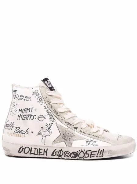 Golden Goose высокие кеды с принтом