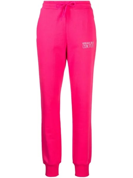 Versace Jeans Couture спортивные брюки с вышитым логотипом, розовый