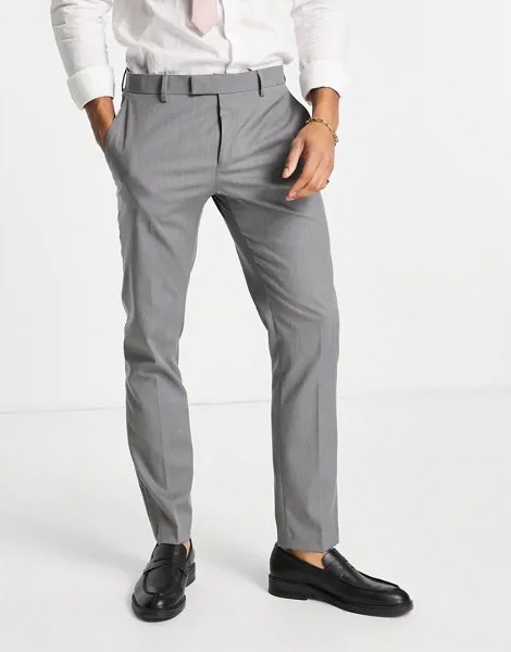 Серые строгие облегающие брюки River Island-Серый