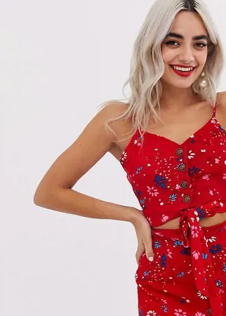 Топ на бретелях с пуговицами и завязкой Parisian Petite-Красный