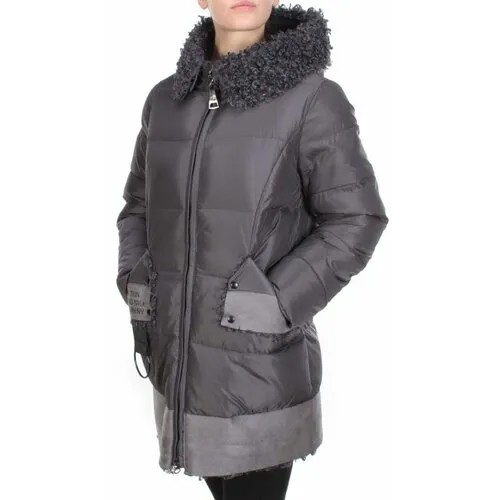 Куртка  зимняя, средней длины, силуэт полуприлегающий, влагоотводящая, грязеотталкивающая, ветрозащитная, утепленная, стеганая, размер 48, серый