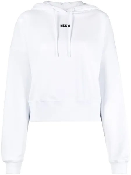 MSGM худи с кулиской и логотипом, белый
