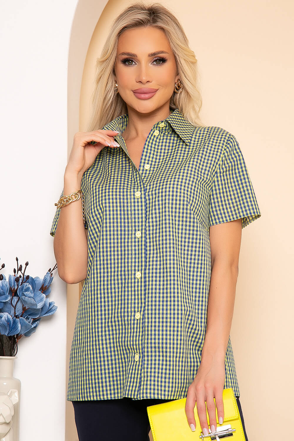 Рубашка женская LT Collection Классика желтая 54 RU