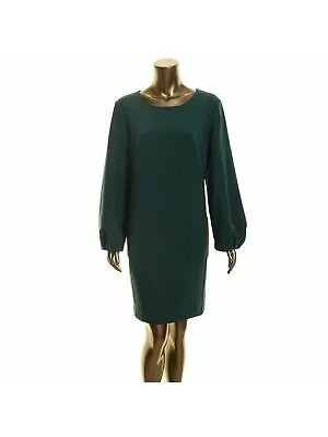 TRINA TURK Женское зеленое вечернее платье прямого кроя с длинными рукавами и вырезом под горло с карманами 10