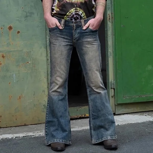 Мужские винтажные расклешенные джинсы с высокой талией