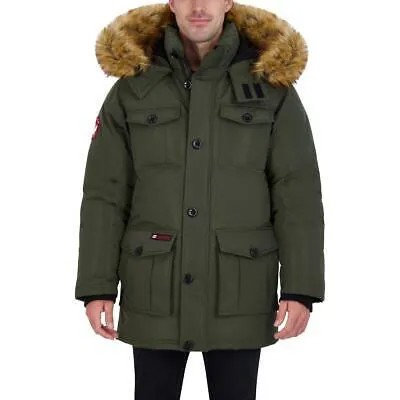 Canada Weather Gear Mens Green Faux Fur Utility Parka Coat Outerwear L BHFO 4078