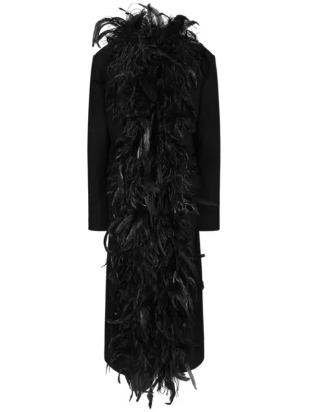 Dolce & Gabbana пальто с перьями, черный