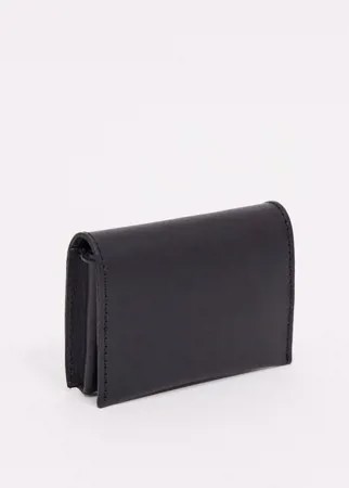 Черный кожаный бумажник с отделением для монет на молнии ASOS DESIGN