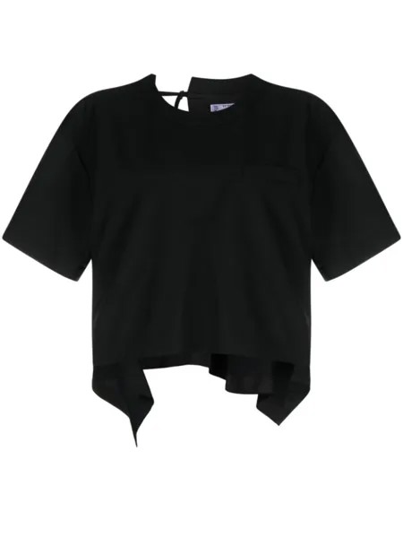 Sacai блузка с короткими рукавами и драпировкой, черный