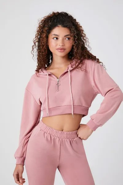 Укороченное худи из френч-терри Forever 21, розовый