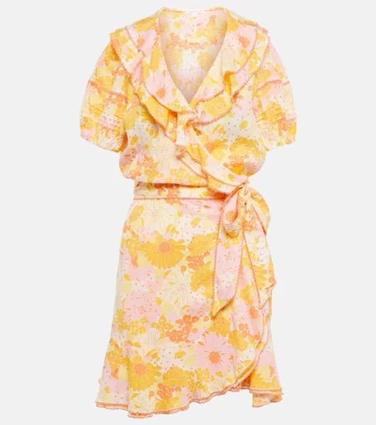 Мини-платье Aude с запахом и цветочным принтом POUPETTE ST BARTH, разноцветный